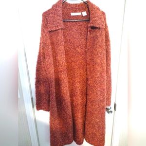 Cignal fluffy red cardigan, long, size L.